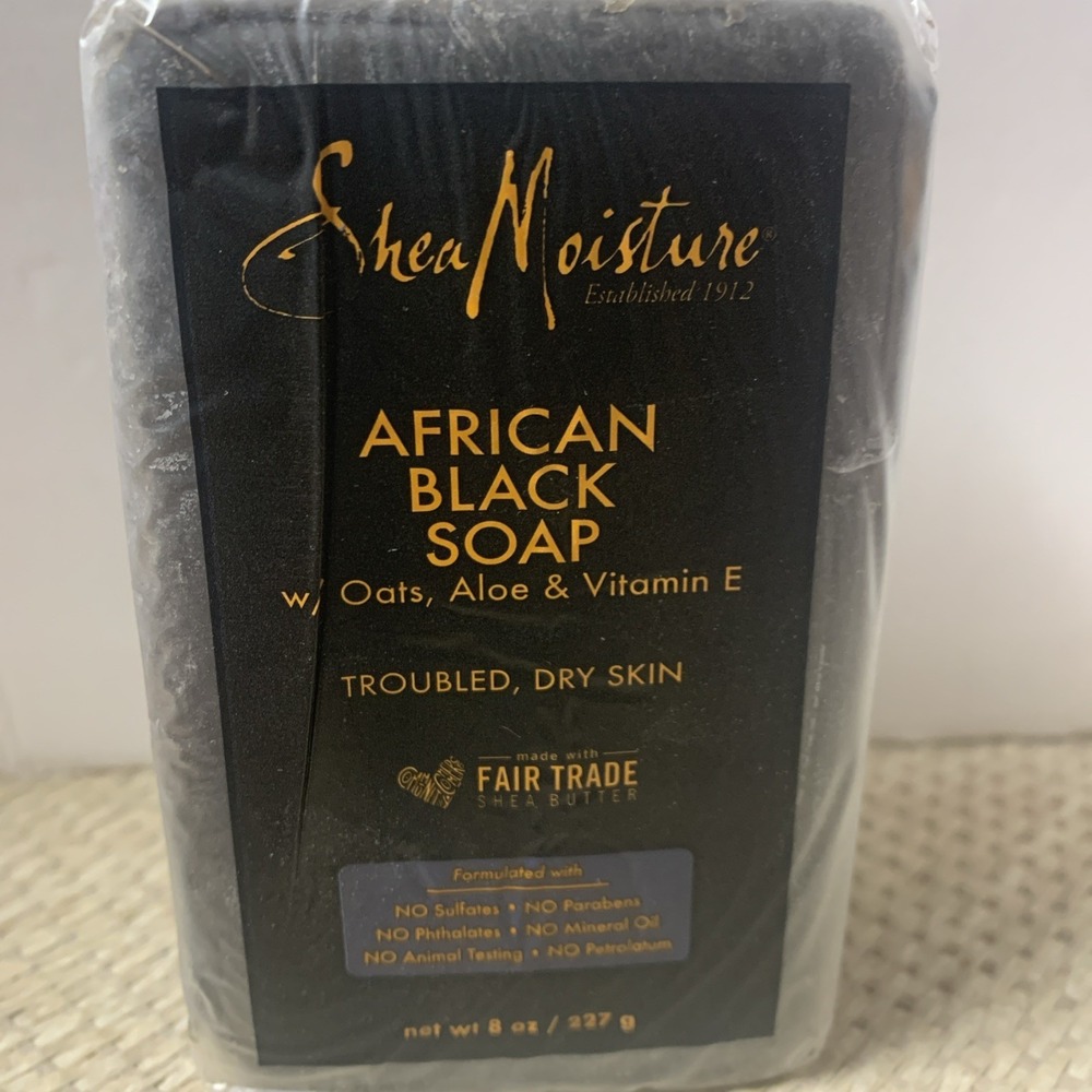 Shea Moisture African Black Soap Oats Aloe Vitamin E For Troubled, Dry Skin 8oz